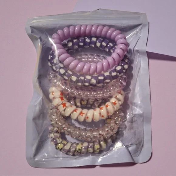 NEW Purple and Pink Twisted Silicone Hair Ties - Picture 2 of 2